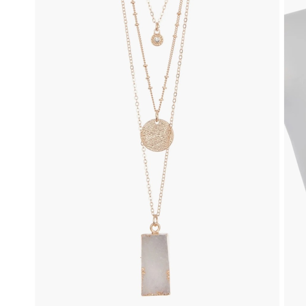 Melrose and Market Druzy Stone Pendant & Charm Layered Necklace
